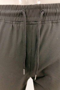 U379   Custom made pure black sweatpants design rubber band pants with zipper pocket at the back and zipper pocket at the side detail view-2